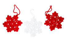 Red and White Crochet Snowflake