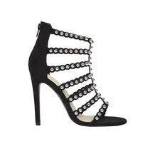 Stiletto Black Suede Heel with Silver Studs