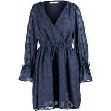 Navy Spotted Wrap Dress