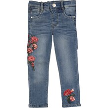 Blue Washed Floral Embroidered Jeans