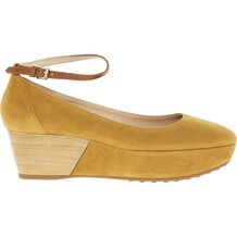Mustard Suede Wedge Ballerina Shoes