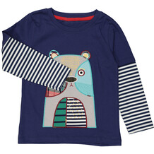Navy Bear Applique Top
