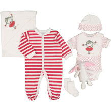 Seven Piece White & Red Baby Set