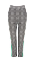 Grey Checked Trouser with Green Stripe