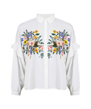 Floral Embroidered White Shirt