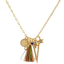 Gold Tone Charm Pendant Necklace