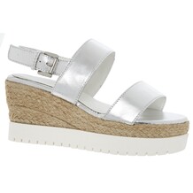 Silver Leather Wedge Heel Espardilles