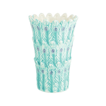 Contemporary Opulence Peacock Feather Ceramic Vase
