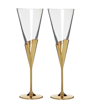 Two Pack Gold Plate Toasting Flutes