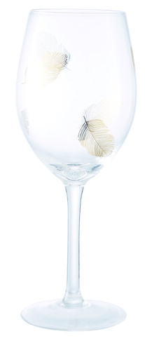 Gold Feathered Wine Glass