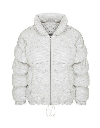 White Eequin Puffer Jacket