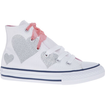 White Glitter Heart Trainers