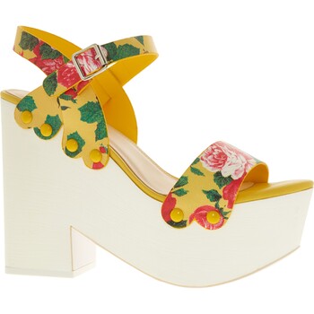 Yellow Floral Platform Sandals
