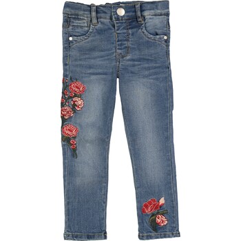 Blue Washed Floral Embroidered Jeans