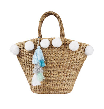 Straw Pom Pom Bag