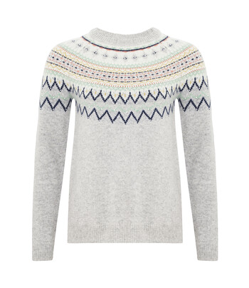 Grey Knit Jumper with Collar Detail