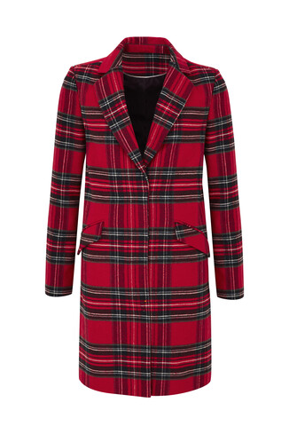Red Tartan Crombie Coat