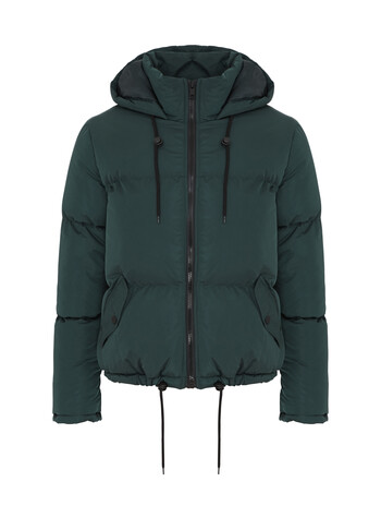 Dark Green Hooded Puffer Jacket