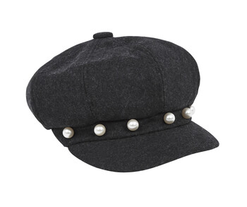 Grey Cap with Pearls on Peek