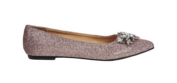 Pink Glitter Ballet Pump with Diamante