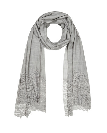 Silver Lace Silk Scarf