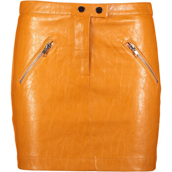 Orange PU Mini Skirt