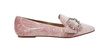 Pink Velvet Pump with Diamante Buckle