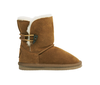 Tan Kids Ankle Boot with Fur Lining