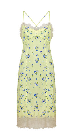 Yellow Dress Blue Flowers