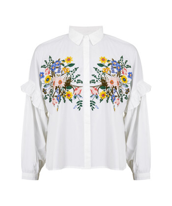 Floral Embroidered White Shirt