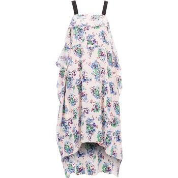 Pink Floral Off Shoulder Silk Dress