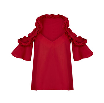 Red Frilled Top