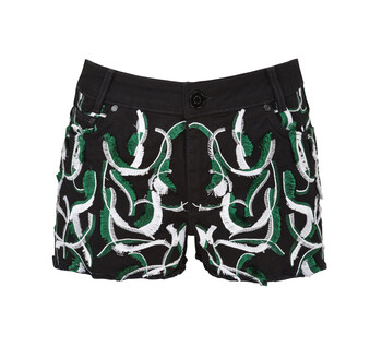 Black & Green Patterned Shorts