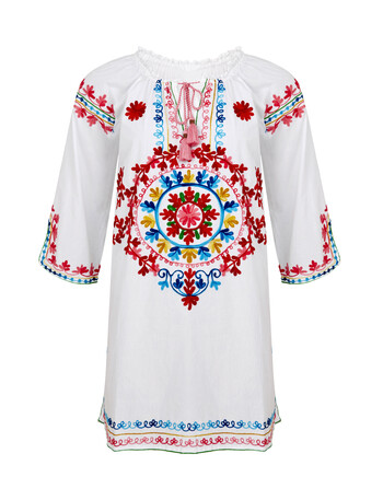 Embroidered White Dress